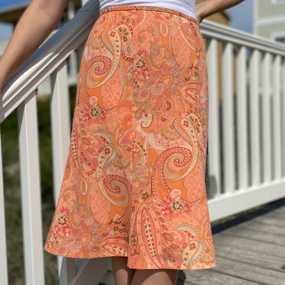 Vintage flirty orange paisley skirt